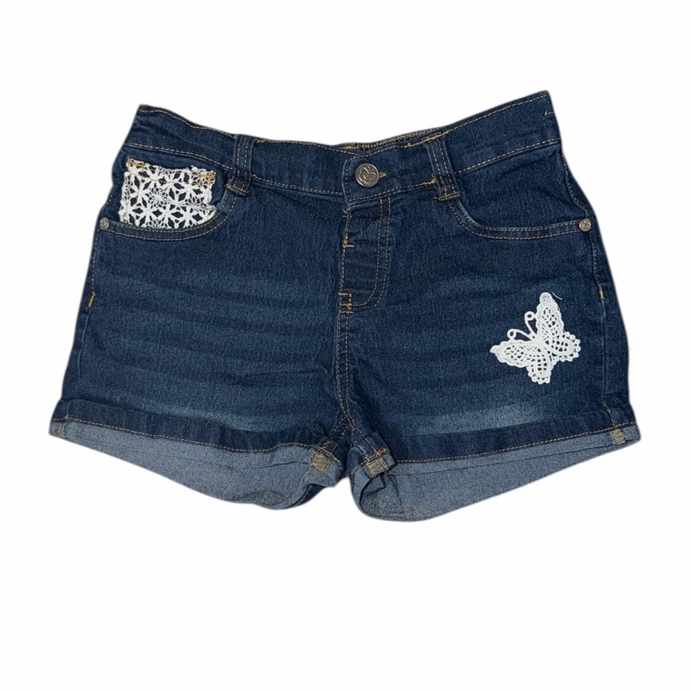 Beautees Girl’s Blue Denim Shorts with Gold Stitching